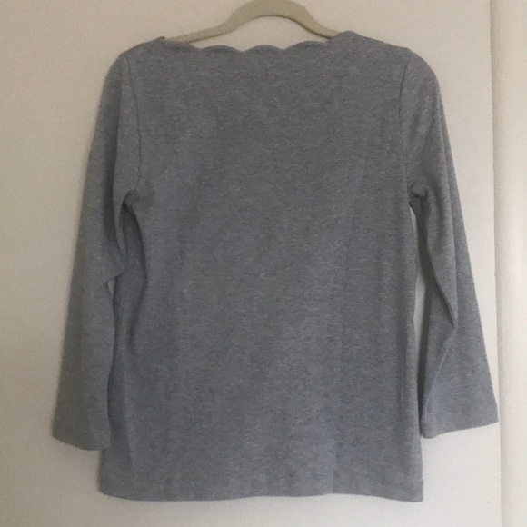 J Crew Scalloped Collar Grey Blouse, Small - Picture 3 of 7
